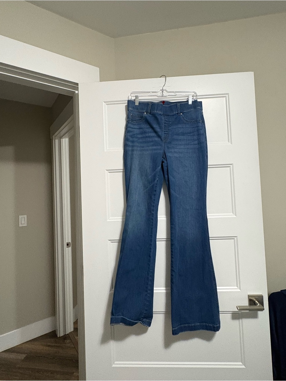 SPANX Medium Blue High-Rise Flare Jeans large